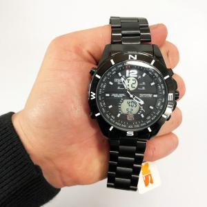 Годинник наручний чоловічий SKMEI 1670BKWT BLACK-WHITE, Армійський годинник протиударний