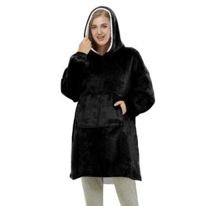 Толстовка плед з капюшоном і рукавами Huggle Hoodie оверсайз Black