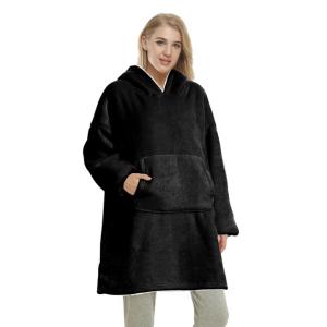 Толстовка плед з капюшоном і рукавами Huggle Hoodie оверсайз Black