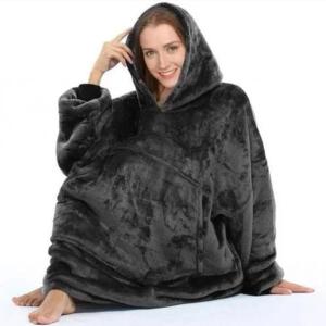 Толстовка плед з капюшоном і рукавами Huggle Hoodie оверсайз Black