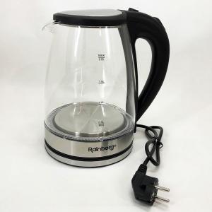 Електричний скляний чайник Rainberg RB-2250 з LED підсвічуванням 2200 Вт 1.8л, хороший електро чайник
