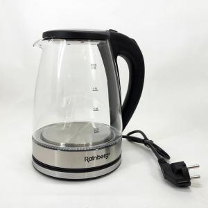 Електричний скляний чайник Rainberg RB-2250 з LED підсвічуванням 2200 Вт 1.8л, хороший електро чайник