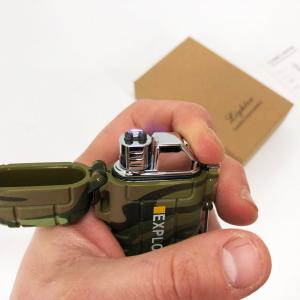 Дугова електроімпульсна запальничка водонепроникна EXPLORER HL-516, сенсорна запальничка. Колір зелений