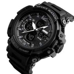 Годинник наручний чоловічий SKMEI 1343BK BLACK, годинник тактичний протиударний. Колір: чорний
