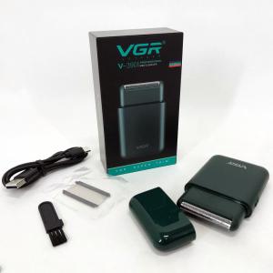 Акумуляторна чоловіча міні електробритва VGR V-390 для гоління бороди та вусів шейвер Green