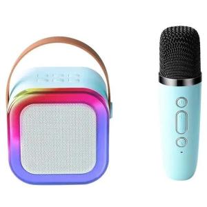 Портативна колонка з караоке мікрофоном та RGB підсвічуванням K12 10W Bluetooth. Колір: блакитний