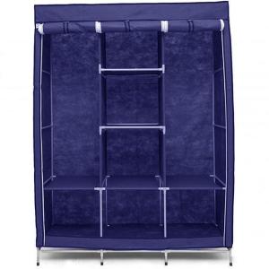 Шафа тканинна 3 секції складана з каркасом STORAGE WARDROBE 175 х 130 х 45 см Каркасна Blue