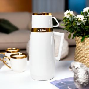 Термос Magio MG-1050W зі скляною колбою, Хороший невеликий термос для питної води White