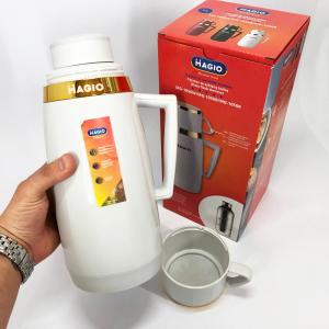 Термос Magio MG-1050W зі скляною колбою, Хороший невеликий термос для питної води White