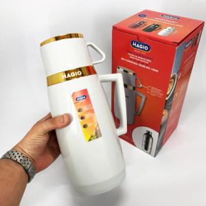 Термос Magio MG-1050W зі скляною колбою, Хороший невеликий термос для питної води White