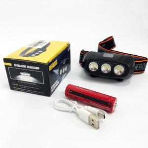 Ліхтар налобний акумуляторний KX-214-3LED, потужний світлодіодний ліхтарик на голову водонепроникний
