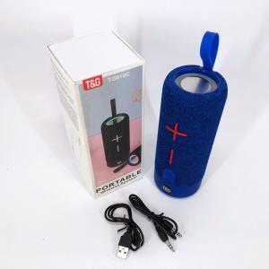 Портативна Bluetooth колонка TG619C FM-радіо USB/TF з ремінцем, блютуз колонка з підсвічуванням. Колір: синій