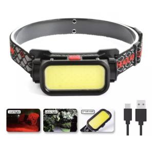 Ліхтар налобний BL-008+COB (white+red), червоне світло, водозахист, вбудований акумулятор