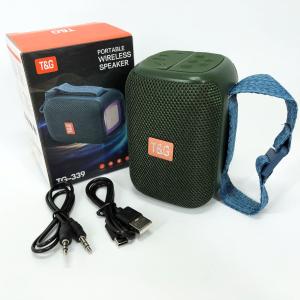 Портативна Bluetooth колонка TG339 5W з підсвічуванням RGB, акумуляторна колонка для музики. Колір: зелений