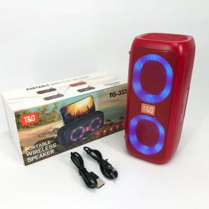 Портативна колонка TG333 2x5W з RGB підсвічуванням, бездротова колонка портативна потужна. Колір: червоний