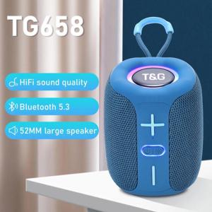 Портативна Bluetooth колонка TG658 8W з RGB підсвічуванням, акумуляторна переносна колонка. Колір: синій