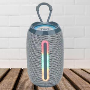 Портативна Bluetooth-колонка TG653 USB з ремінцем, гучна колонка для вечірки. Колір: сірий