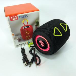 Портативна колонка TG655 5W з RGB підсвічуванням та ремінцем, Bluetooth колонка для вулиці. Колір: чорний