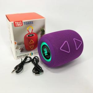 Портативна колонка TG655 5W з RGB підсвічуванням та ремінцем, Акумуляторна для музики. Колір: фіолетовий
