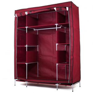 Шафа тканинна 3 секції складана з каркасом STORAGE WARDROBE 175 х 130 х 45 см Red