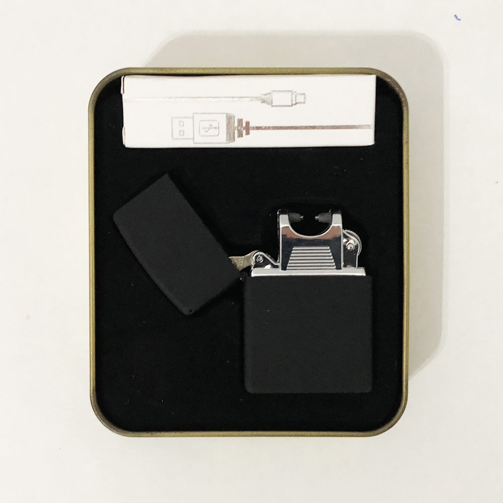 Запальничка імпульсна NB USB-215, Запальничка акумуляторна подарункова, USB запальничка. Колір: чорний