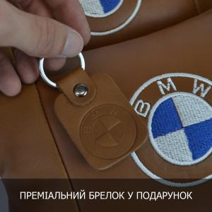 Набір із двох подушок на підголівник Audi, з натуральної коричневої шкіри, Подарунок чоловікові водієві
