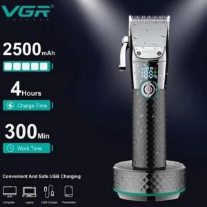 Професійна бездротова машинка для стрижки VGR V-682 тример для волосся, бороди та вусів на підставці
