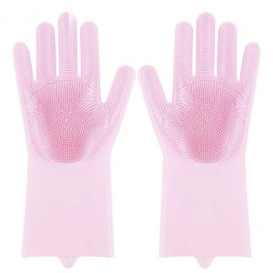 Силіконові рукавички Magic Silicone Gloves Pink для прибирання чистки миття посуду для будинку. Колір рожевий