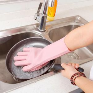 Силіконові рукавички Magic Silicone Gloves Pink для прибирання чистки миття посуду для будинку. Колір рожевий