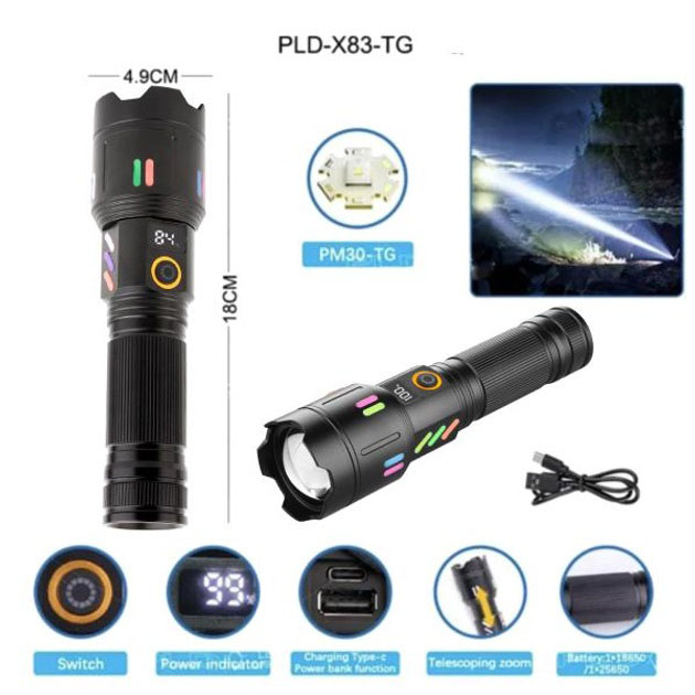 Ліхтар NIGHT VISION FLUORESCENCE X83 WHITE LASER PM30-TG, світлодіодний ручний акумуляторний портативний