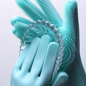 Силіконові рукавички Magic Silicone Gloves Pink для прибирання чистки миття посуду для будинку. Колір: бірюзовий