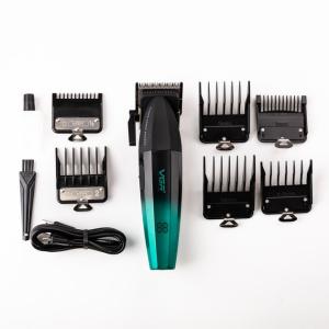 Машинка для стрижки волосся акумуляторна Professional Turbo з різними насадками VGR V-003. Колір: зелений