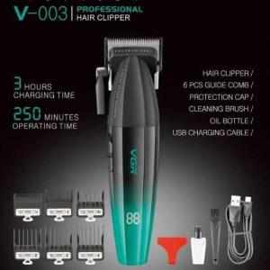 Машинка для стрижки волосся акумуляторна Professional Turbo з різними насадками VGR V-003. Колір: зелений