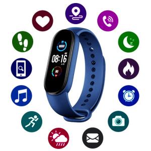 Фітнес браслет Smart Watch M5 Band Classic Black смарт годинник-трекер. Колір синій