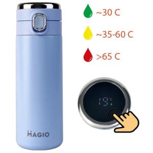 Термос SMART MAGIO MG-1047B вакуумний 400 мл, Розумний термос з датчиком температури, Термос похідний Blue