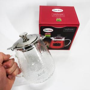 Чайник заварювальний для чаю Con Brio CB-6380 800 мл, Стильний скляний заварювальний чайник