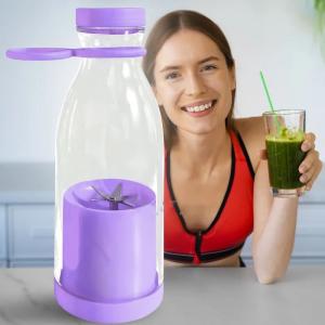 Портативний фітнес-блендер у вигляді пляшки на 420мл Juicer YC-02 міксер для смузі та коктейлів. Колір: фіолетовий