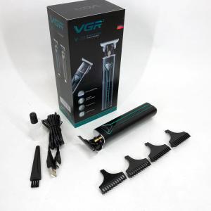 Професійна акумуляторна машинка для стрижки VGR V-009 тример для бороди та вусів. Колір: зелений