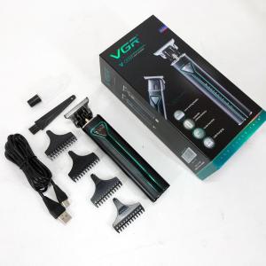 Професійна акумуляторна машинка для стрижки VGR V-009 тример для бороди та вусів. Колір: зелений