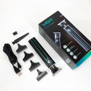 Професійна акумуляторна машинка для стрижки VGR V-009 тример для бороди та вусів. Колір: зелений