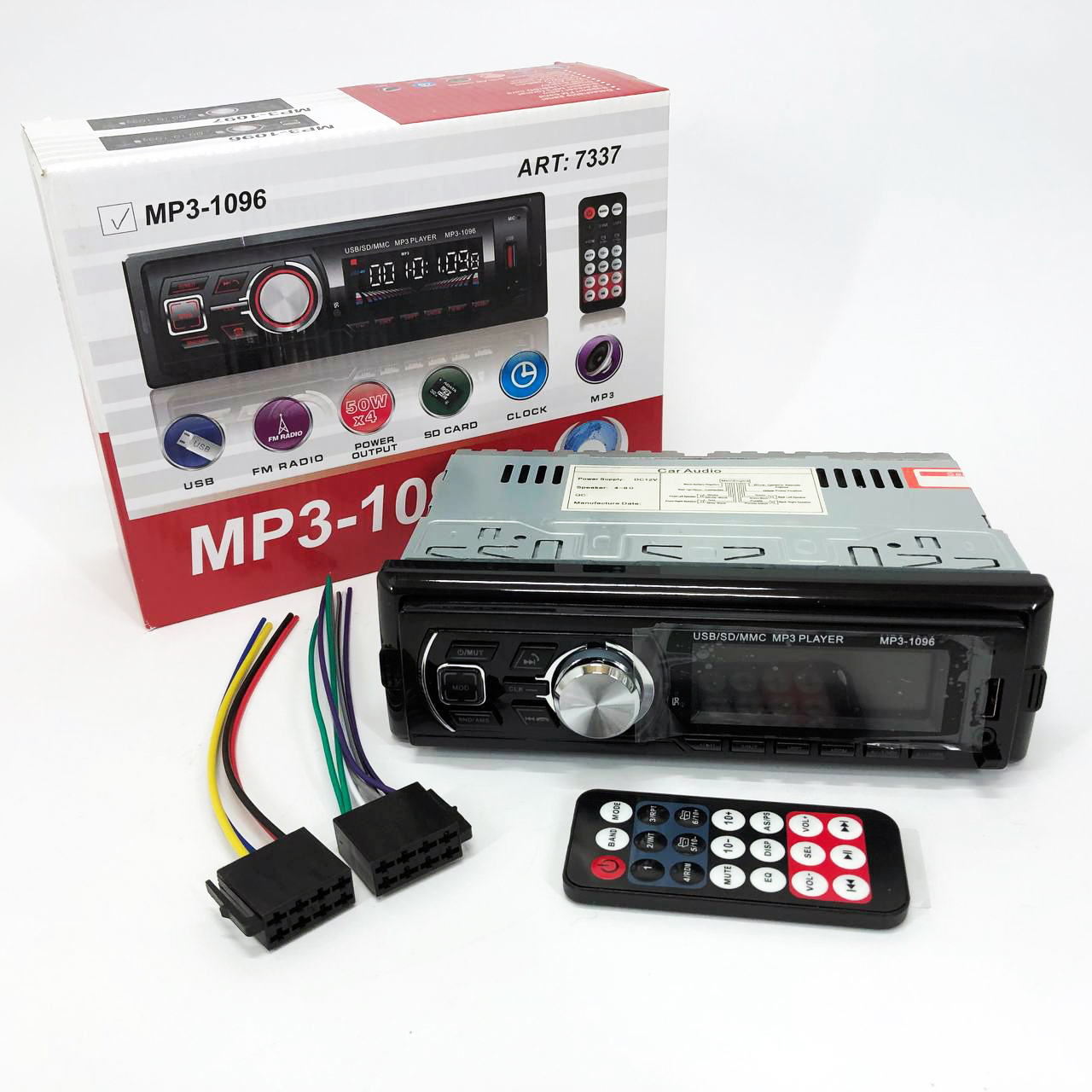 Автомагнітола MP3-1096 BT ISO зі знімною панеллю 4х50W, Магнітофон для машини авто автомобіля