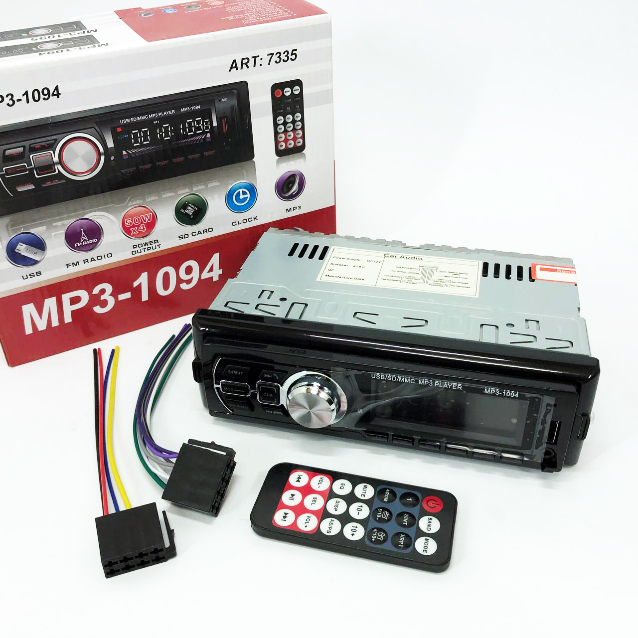 Автомагнітола зі знімною панеллю MP3 1094 з Bluetooth та пультом / Магнітола в машину / Автомобільна