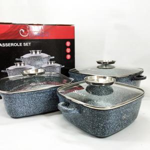 Набір Квадратних казанів UNIQUE UN-5501 20см, 24см, 28см, Набір посуду каструлі різних об'ємів
