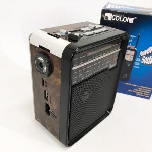 Радіоприймач GOLON RX-9100 USB+SD Радіо з ліхтарем, Ретро радіо, FM передавач. Колір: коричневий