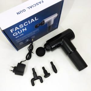 Акумуляторний масажер Fascial Gun KH-320 портативний ручний ударний м'язовий пістолет 4 насадки чорний