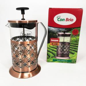 Френч-прес Заварник для чаю Con Brio CB-5160 600мл, Чайник самовар скляний, Чайники для заварювання