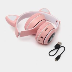 Бездротові навушники з котячими вушками та RGB підсвічуванням Cat VZV 23M. Колір: рожевий