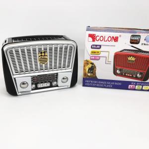 Радіоприймач акумуляторний Golon RX-456 із сонячною панеллю, Радіо приймач Black