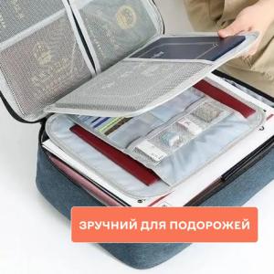 Дорожній кейс сумка органайзер для зберігання документів та гаджетів з кодовим замком. Колір: синій