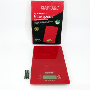 Ваги кухонні MATARIX MX-402 5 кг з дисплеєм, Ваги кухонні для продуктів домашні. Колір: червоний